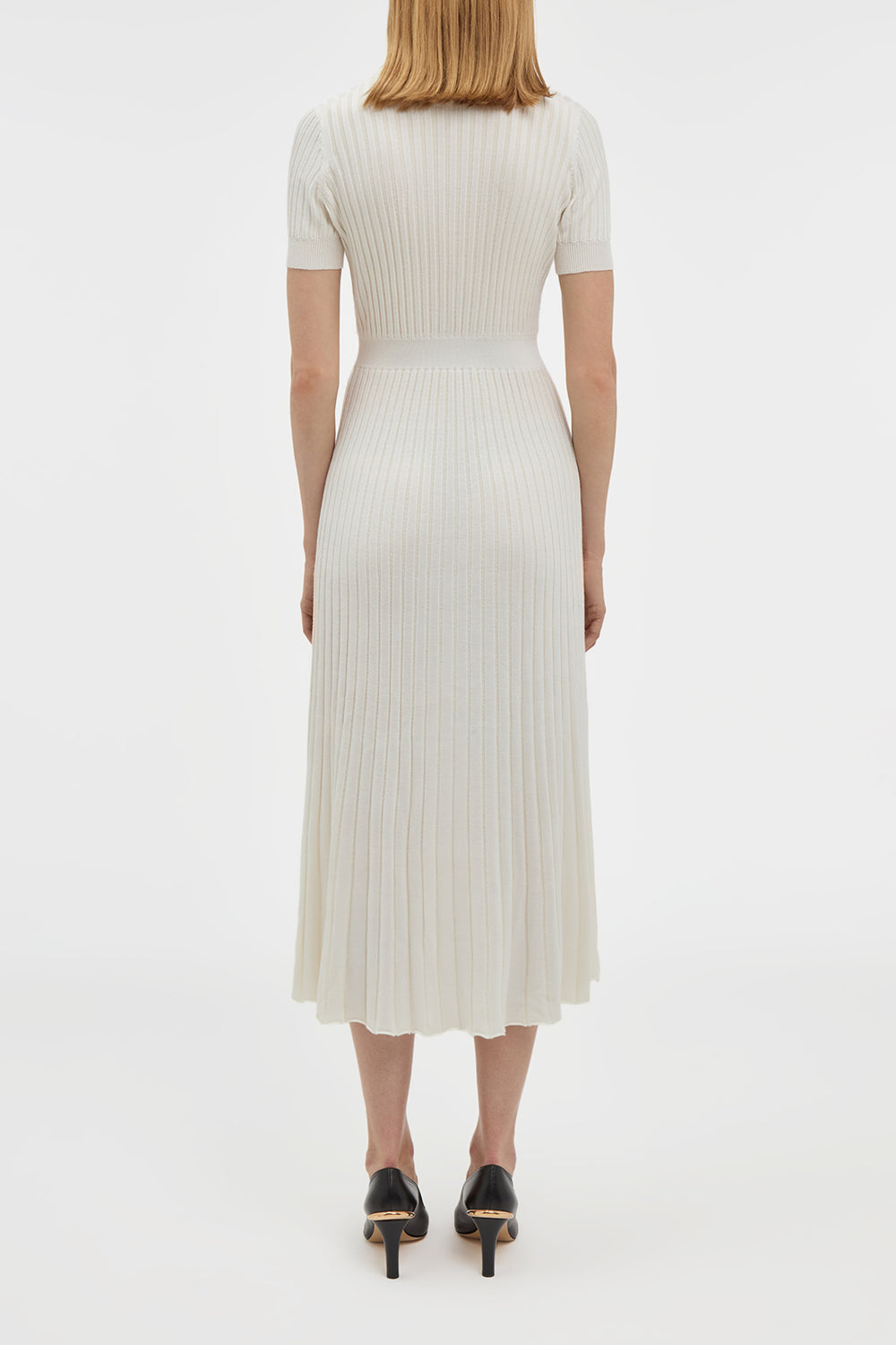 Amor Knit Midi Dress in Ivory Cashmere Silk