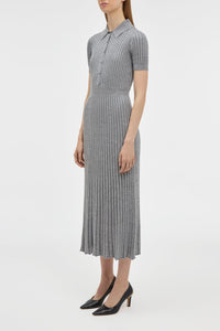 Amor Knit Midi Dress in Heather Grey Cashmere Silk