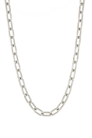 18K White Gold Medium Link Chain Necklace - Front View | Gabriela Hearst