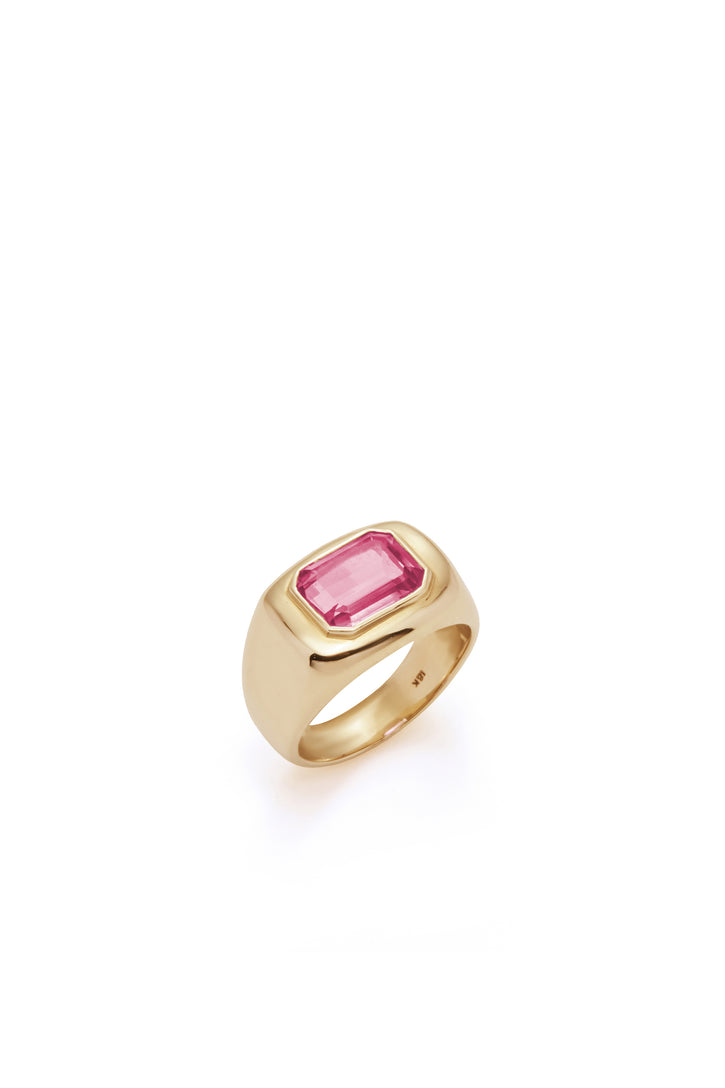 Large Ring in 18K Yellow Gold & Tourmaline Stone