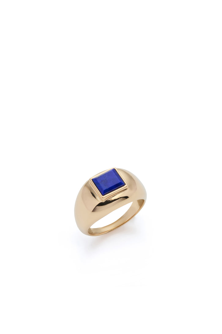Medium Ring in 18K Yellow Gold & Lapis Stone