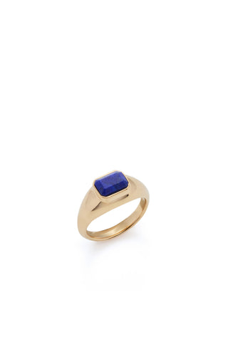 18K Yellow Gold Lapis Ring - Three Quarter View | Gabriela Hearst