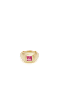 Medium Ring in 18K Yellow Gold & Tourmaline Stone