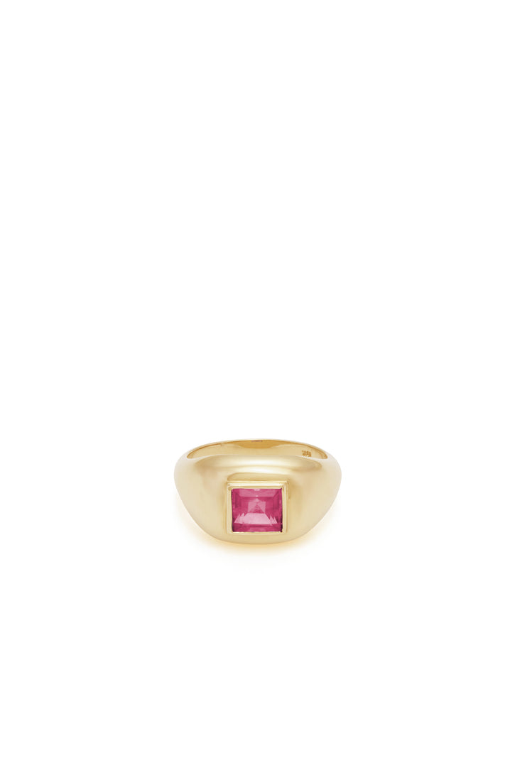 Medium Ring in 18K Yellow Gold & Tourmaline Stone