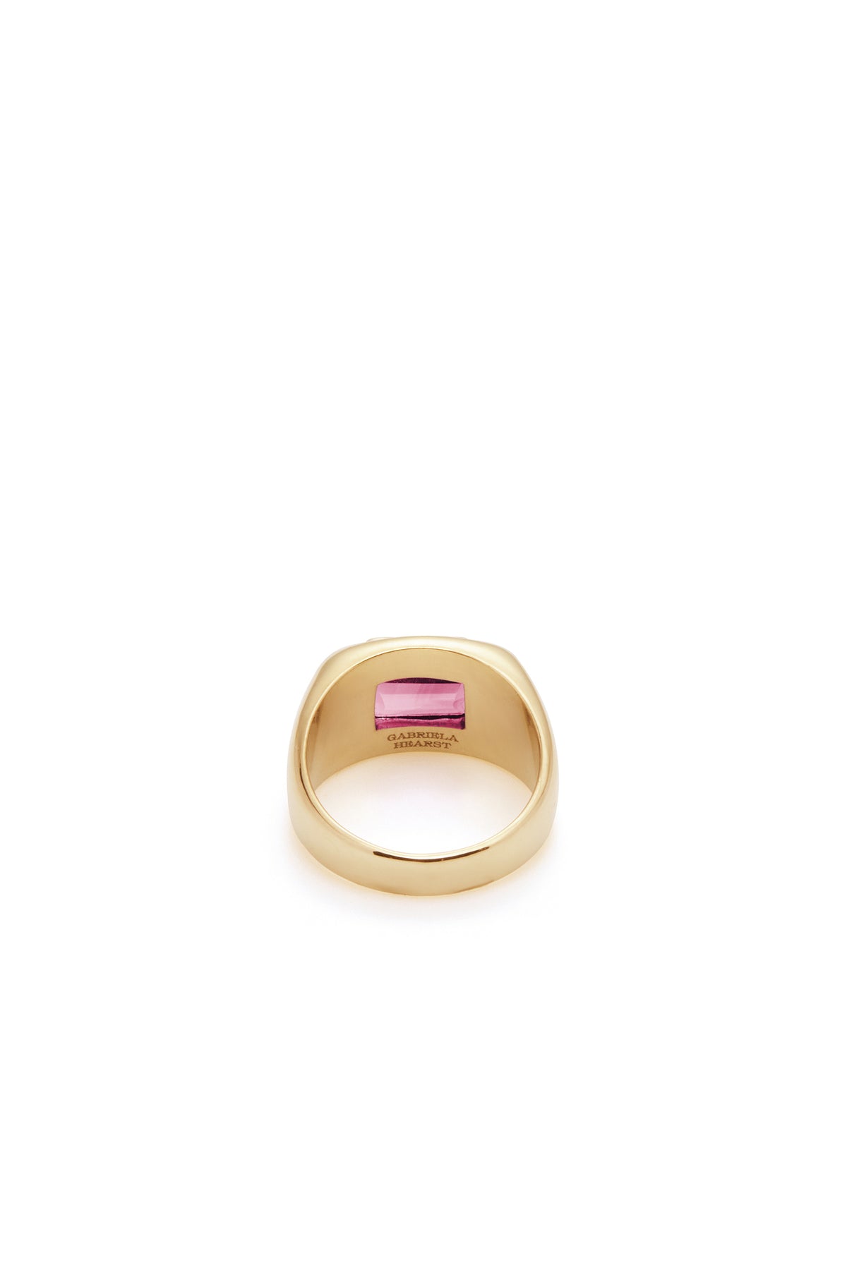 18K Yellow Gold Tourmaline Ring - Back View Brand Engraving | Gabriela Hearst