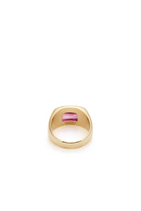 18K Yellow Gold Tourmaline Ring - Back View Brand Engraving | Gabriela Hearst