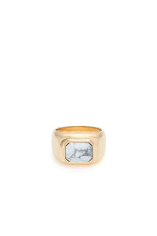 18K Yellow Gold Howlite Ring - Front View | Gabriela Hearst