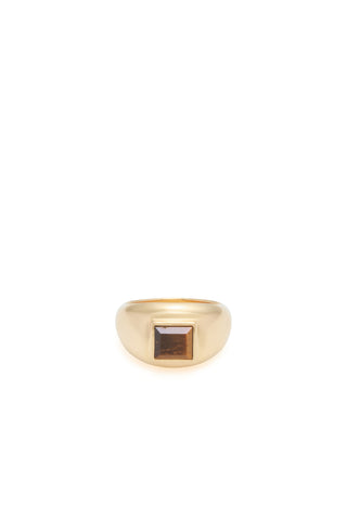 18K Yellow Gold Tiger's Eye Ring - Top View | Gabriela Hearst