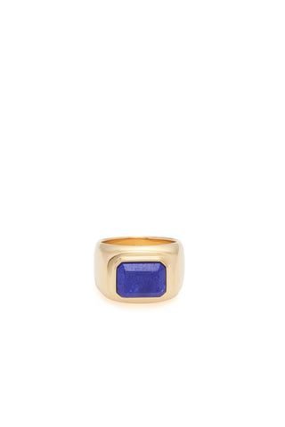 18K Yellow Gold Lapis Ring - Side View | Gabriela Hearst