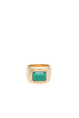 18K Yellow Gold Malachite Ring - Front View | Gabriela Hearst