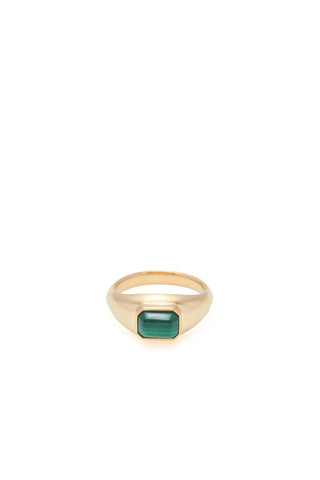 18K Yellow Gold Malachite Ring - Front View | Gabriela Hearst