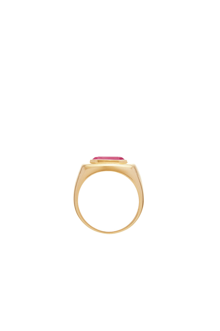 Large Ring in 18K Yellow Gold & Tourmaline Stone
