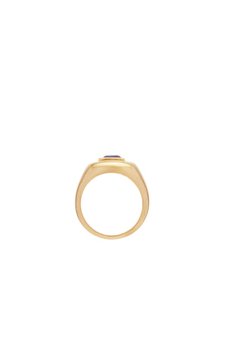18K Yellow Gold Medium Ring with Purple Amethyst Stone - Side Profile | Gabriela Hearst
