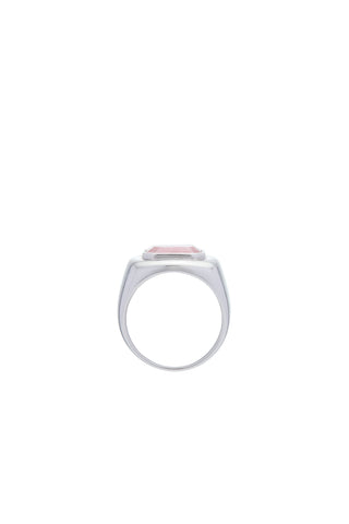 18K White Gold Ring with Pink Marble Stone - Side Profile | Gabriela Hearst