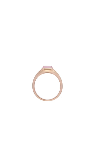 Rose Gold 18K Ring with Rose Quartz Stone - Side Profile | Gabriela Hearst