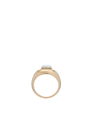 18K Yellow Gold Howlite Ring - Side Profile View | Gabriela Hearst