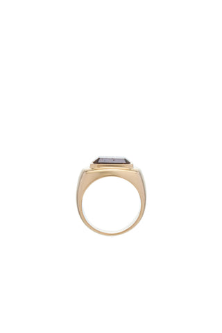 Tiger's Eye 18K Yellow Gold Large Ring - Side Profile View | Gabriela Hearst