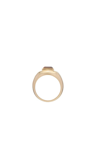 18K Yellow Gold Tiger's Eye Ring - Profile Side View | Gabriela Hearst