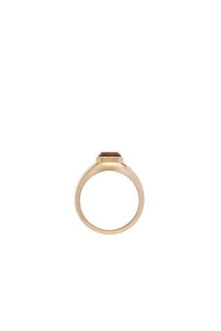 Yellow Gold Tiger's Eye Ring - Side Profile View | Gabriela Hearst