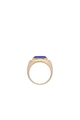 18K Yellow Gold Lapis Ring - Profile View | Gabriela Hearst