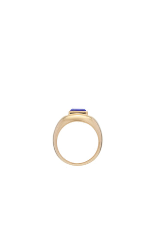 18K Gold Blue Lapis Ring - Side Profile View | Gabriela Hearst