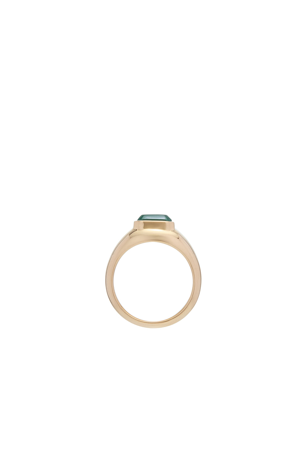 18Kイエローゴールドとマラカイトストーンの小さなリング