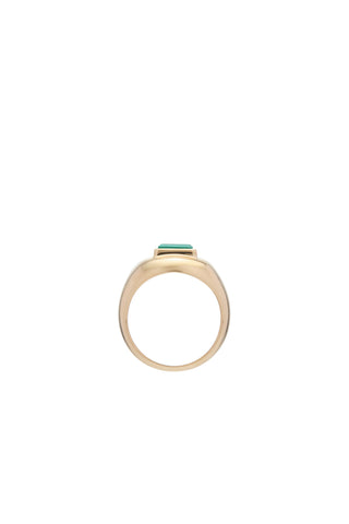 18K Yellow Gold Malachite Ring - Side Profile View | Gabriela Hearst