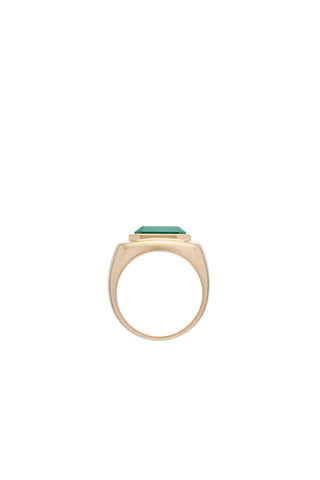 18K Yellow Gold Malachite Ring - Side Profile View | Gabriela Hearst