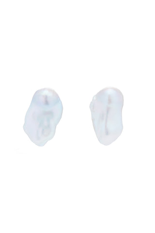 White Baroque Freshwater Pearl Earrings - Front View | Gabriela Hearst