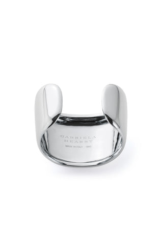 White Gold Cuff Bracelet Interior - Brand Engraving Detail | Gabriela Hearst