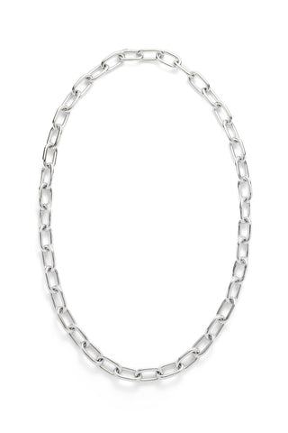 White Gold Medium Link Necklace - Flat Lay View | Gabriela Hearst