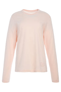 Combe Long Sleeve T-Shirt in Pale Blush Fine Cotton Jersey