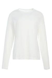 Combe Long Sleeve T-Shirt in White Fine Cotton Jersey