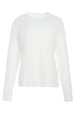 Combe Long Sleeve T-Shirt in White Fine Cotton Jersey