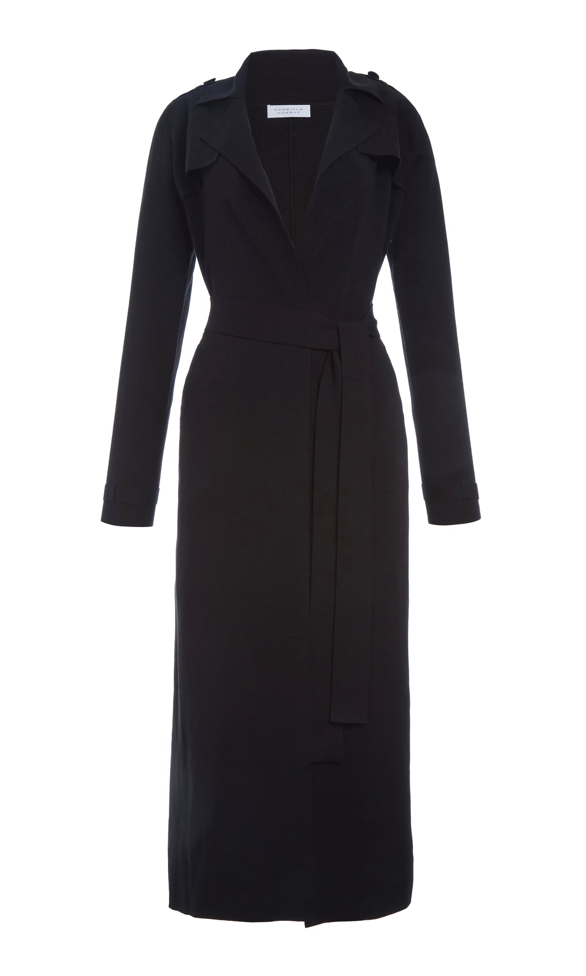 Escamillo Knit Trench Coat in Black Merino Wool