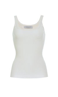 Alicia Knit Tank Top in Ivory Merino Wool