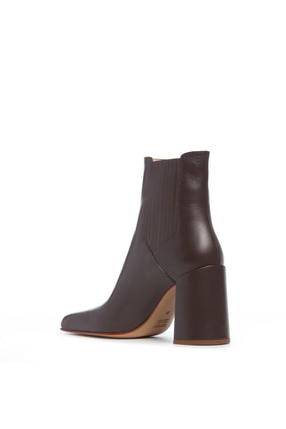 Chocolate Leather Luke High Heel Ankle Boot - Back Profile | Gabriela Hearst