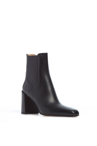 Black Calf Leather Luke High Heel Ankle Boot - Three Quarter View | Gabriela Hearst