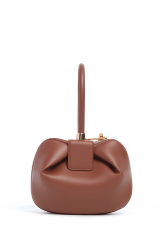 Cognac Nappa Leather Nina Bag - Front View with Turnlock Closure | Gabriela Hearst