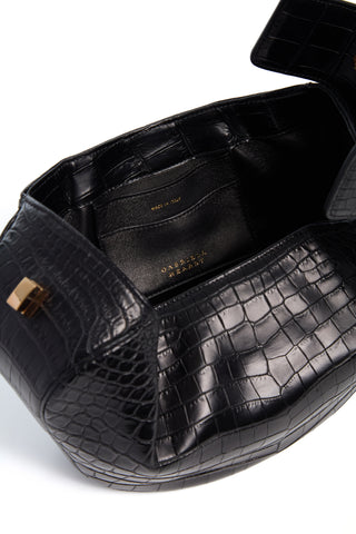 Black Crocodile Nina Bag Interior - Made in Italy Leather Lining & Card Slots | Gabriela Hearst