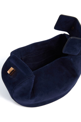Navy Suede Demi Bag Nappa Leather Interior - Interior Detail | Gabriela Hearst