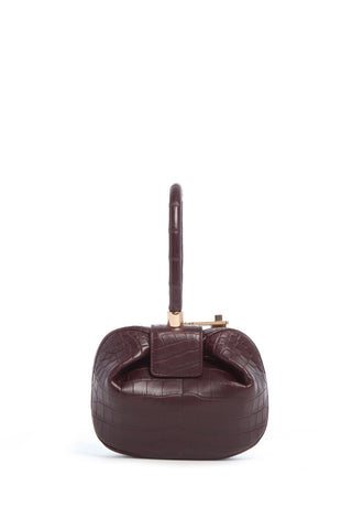Bordeaux Crocodile Demi Bag - Back View Showing Handle Detail | Gabriela Hearst