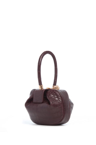 Bordeaux Crocodile Demi Bag - Side View with Rose Gold Hardware | Gabriela Hearst