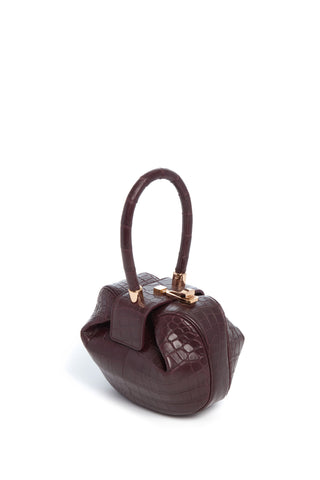 Bordeaux Crocodile Demi Bag - Three Quarter View with Turnlock | Gabriela Hearst