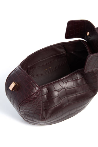 Bordeaux Crocodile Demi Bag - Interior View with Nappa Leather Lining | Gabriela Hearst