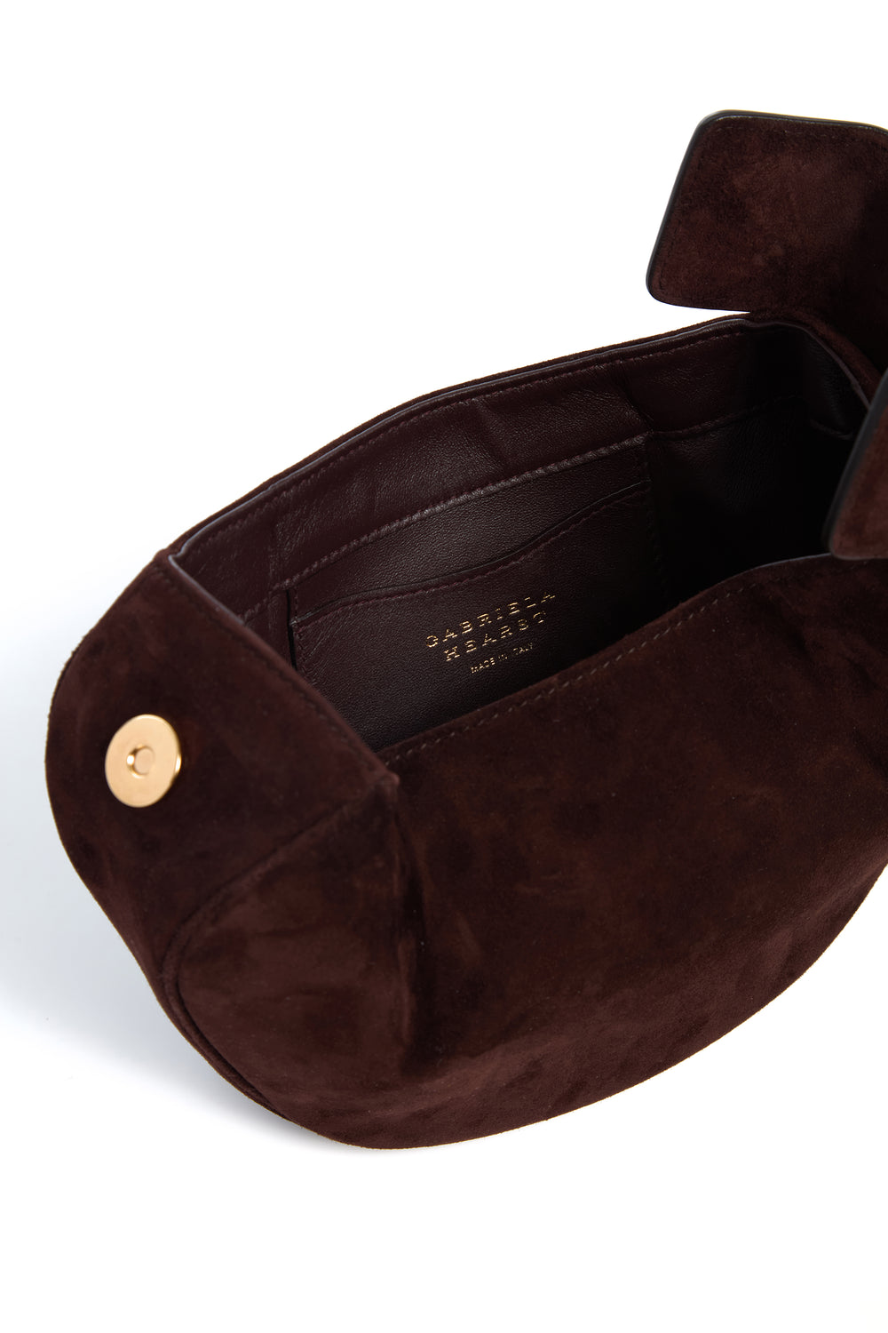 Soft Demi Clutch with Chain in Dark Brown Suede