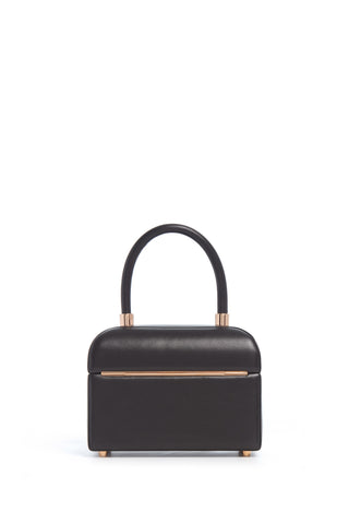 Black Nappa Leather Patsy Bag - Back View Showing Rose Gold Bar Closure | Gabriela Hearst