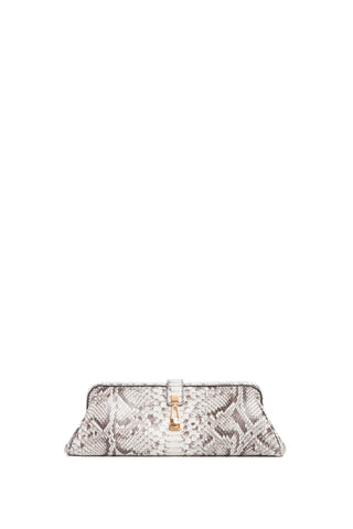 Black White Inversa Python Paola Clutch - Front View | Gabriela Hearst