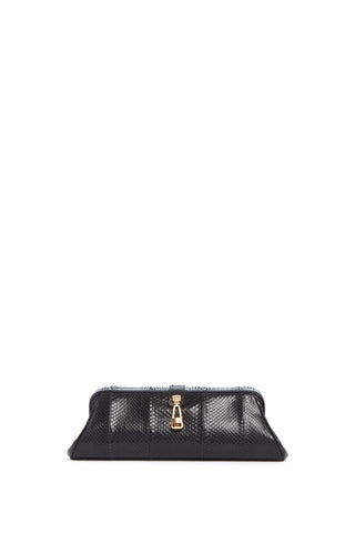 Black Snakeskin Paola Clutch - Front View | Gabriela Hearst