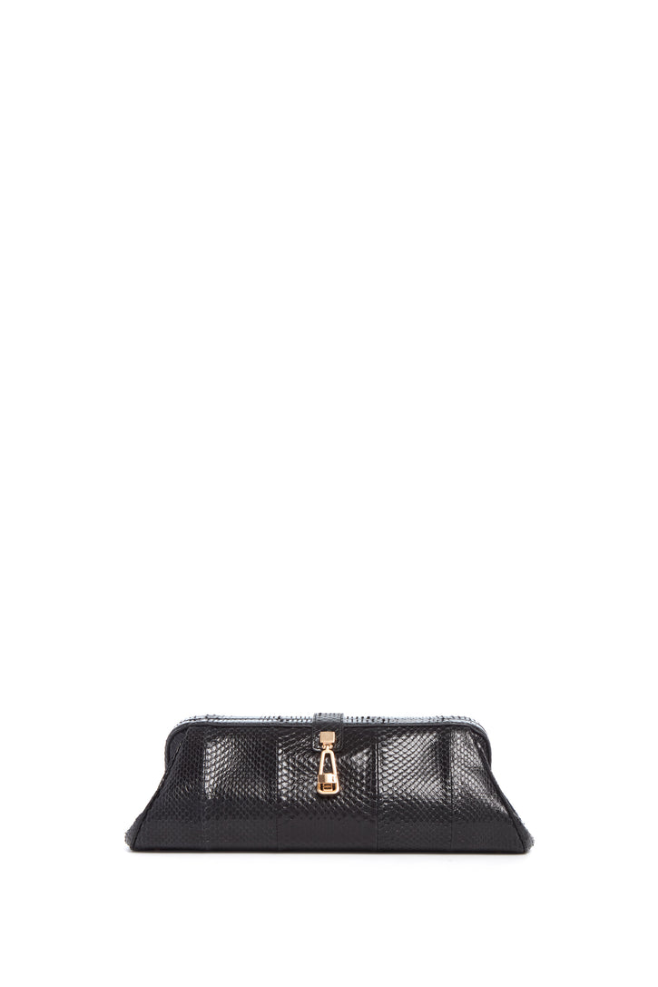 Paola Clutch in Black Snakeskin